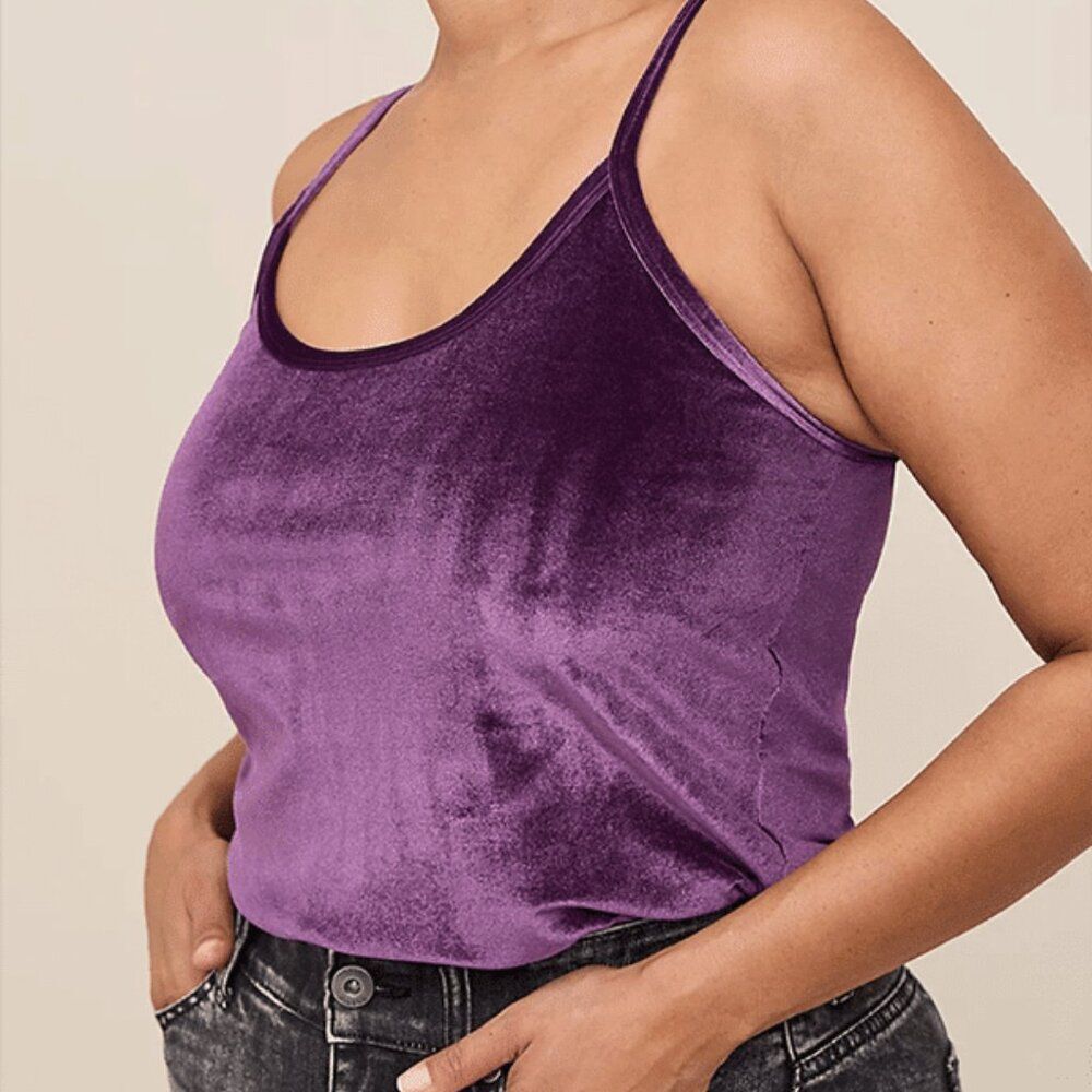 Torrid Purple Velvet Cami Tank Top Size 3 Stretch Velour Y2K EUC